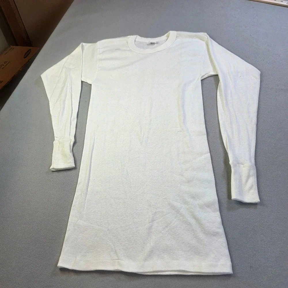 Vintage Made in USA All Cotton Long Sleeve Thermal Undershirt White XL